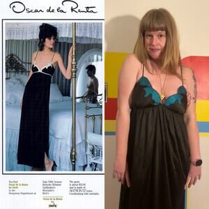 80s vintage Deadstock Oscar de la Renta slip dress swirl lingerie nightgown